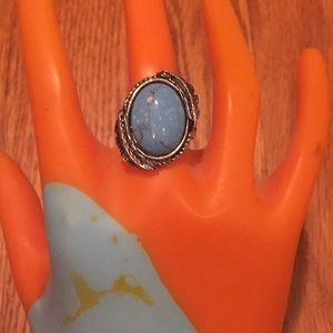Turquoise feather southwestern ring